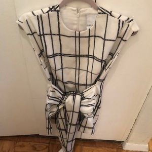 White and black C/Meo Collective mini dress